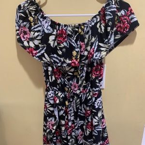 Black floral romper